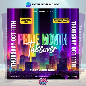 Pride Month Takeover Flyer Canva Editable Template Instant Download