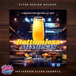 Brunch Flyer Vorlage | Brunch Mimosa Flyer | Mimosa Brunch Party Flyer Canva | Brunch und Mimosas Mottoparty einladen | Bearbeitbare Leinwand Bild 3