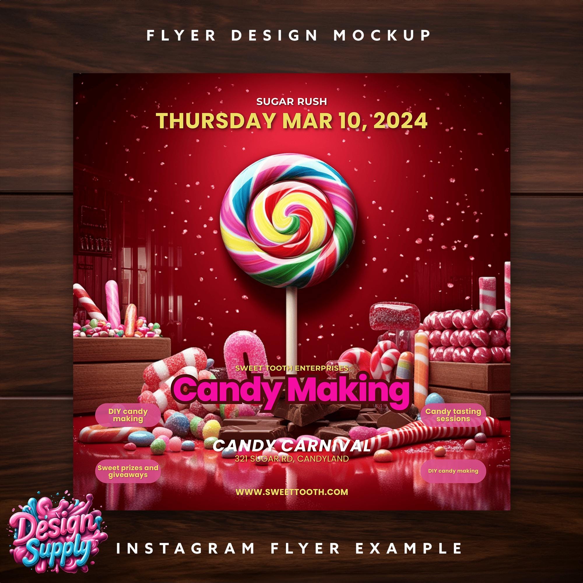 Candy Shop Event Flyer Template: Editable Canva Design - Etsy