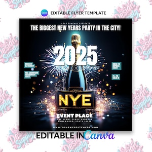 New Year&#39;s Eve Party Flyer 2025: Editable Event Template