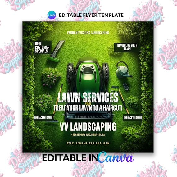 Lawn Care Flyer Template | Landscaping Flyer | Lawn Care Flyer | Lawn Flyer | Printable Lawn Care Marketing Flyer | Editable Template