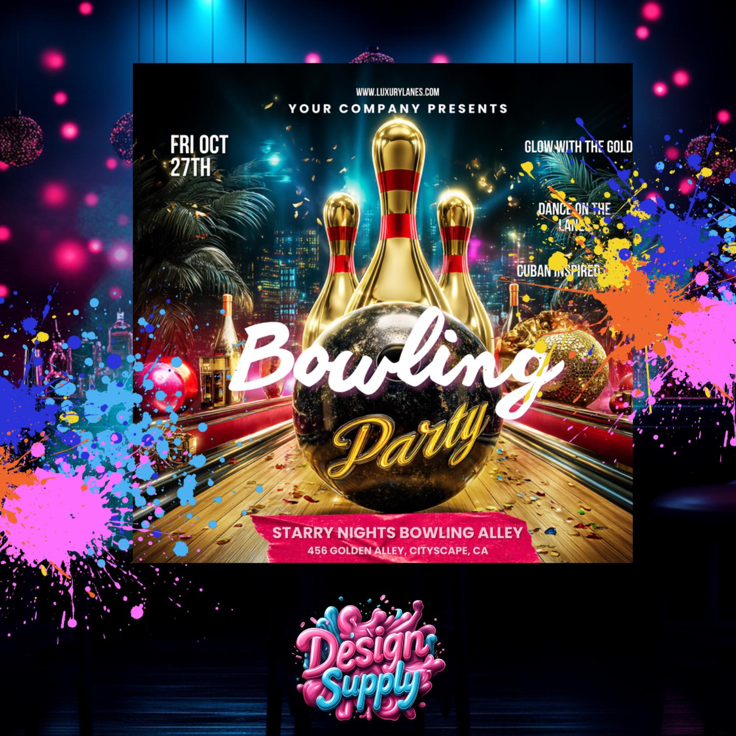 Image 8 for Bowling Party Flyer Template