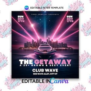 Kreuzfahrtflieger The Getaway | Bearbeitbare Canva Vorlage | Boot-Party Einladung | Event-Flyer | Instagram-Beitrag | Social Media Post