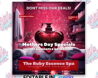 Plantilla de folleto para el Día de la Madre: Promoción editable en Canva (Descarga instantánea)
