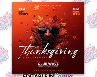Thanksgiving Flyer Template|Thanksgiving Club Flyer|Cater Flyer|Dinner Flyer|Thanksgiving Party Flyer|Friendsgiving Flyer
