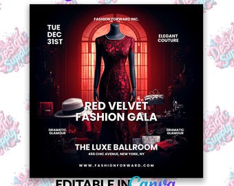 Modello di volantino per sfilata di moda / Volantino per sfilata di moda / Volantino di benvenuto per sfilata di moda / Volantino per gala di lusso / Volantino per evento di gala / Gala Rideau Bourgogne