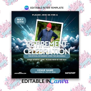 Convite para Festa de Aposentadoria com Golfe | Modelo Editável do Canva | Design para Festa de Celebração | Publicação no Instagram | Publicação para Redes Sociais