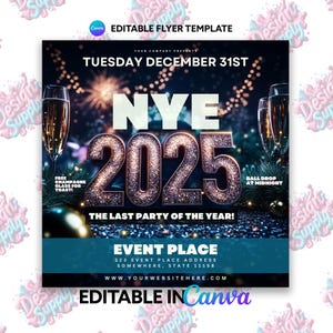 NYE 2025 Flyer Template: New Year&#39;s Eve Party, Social Media (Canva)