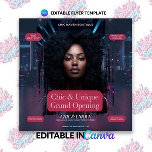 Editable Hair Salon Flyer Template: Chic Promotion (Canva)