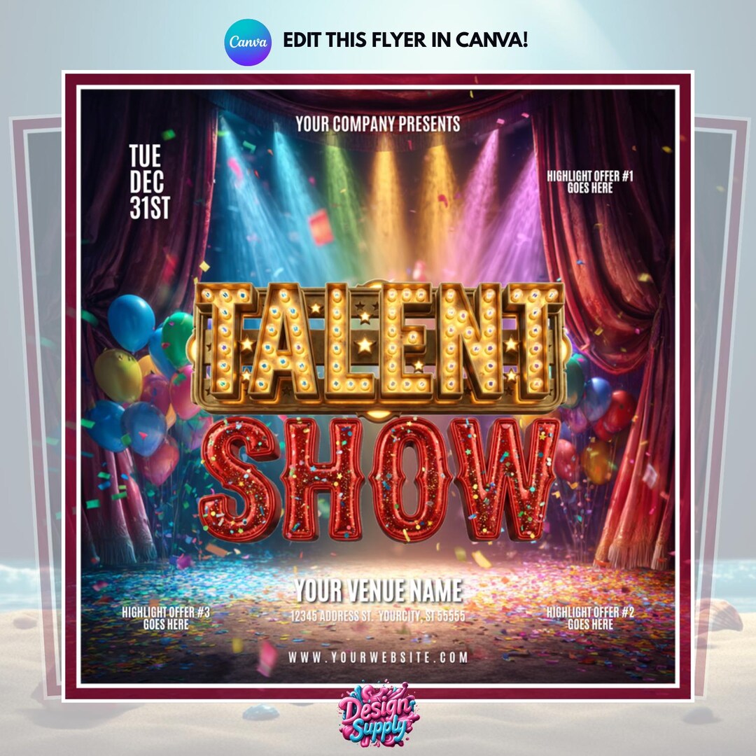 Talent Show Flyer Template | Editable Canva Poster Template | School ...