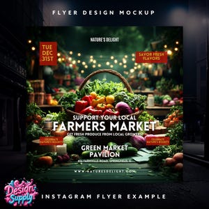Modello di volantino per il mercato agricolo: design Canva modificabile (download digitale)