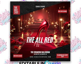 Roter Teppich Flyer | Roter Clubflieger | Hip Hop gegen R und B Flyer | Roter Teppich Event Flyer | Roter Party-Flyer | Herren Red Flyer