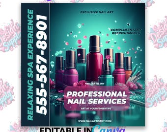Nail Salon Flyer Template: Editable Beauty Business Promotion (Canva)