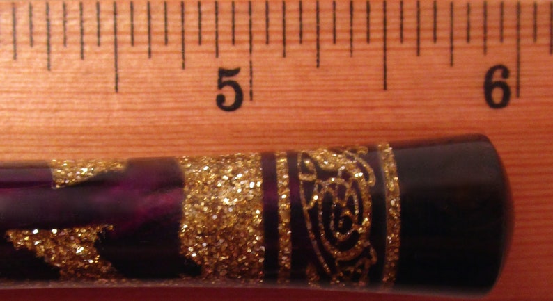 RESERVED-The Princess Eve Dog Lover Hair Stick Featuring African Blackwood inlaid with Purple Paua Shells and Gold Extreme Pearl Essence image 5