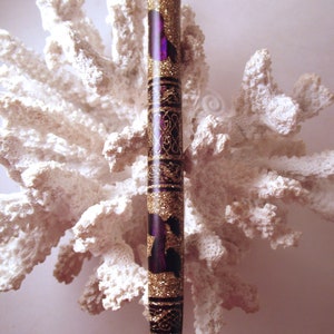 RESERVED-The Princess Eve Dog Lover Hair Stick Featuring African Blackwood inlaid with Purple Paua Shells and Gold Extreme Pearl Essence image 2