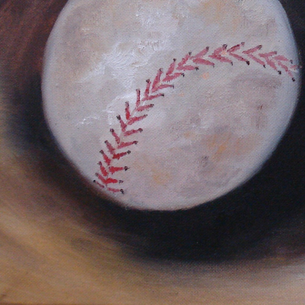 Original Oil Painting Baseball Softball Paintings Glove Sports Still