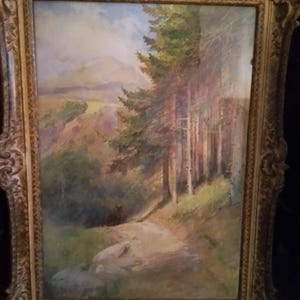 Vintage french tempera by Edouard Detaille (1848+1912)-a pinwood forest in eastern France-carton on canvas-signed 57x83 cm+frame-mint cond.