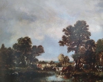 Pintura del siglo XIX de Barbizon: Pastora en el bosque de Fontainebleau