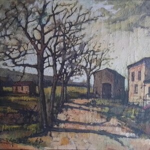 Arte francés de Pergel Jacques, Escena de pueblo, Pintura al óleo, Arte postimpresionista imagen 11