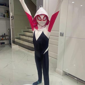 Mädchen Spinne Held Cosplay Kostüm || Gwen Stil || Inspiriert Jumpsuit-Kids Halloween Superheld Outfit-Web Hero Suit