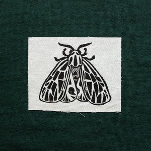 Tiger Moth | Sew on linocut patch | 5" x 4"