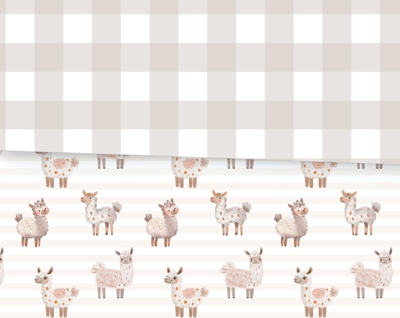 Checkerd Farm Pattern Watercolor Farm Animals Digital Papers Set - Cottagecore Checkered ...