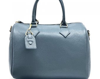 Camel Pebbled Leather Speedy Bag: Handmade Italian Leather