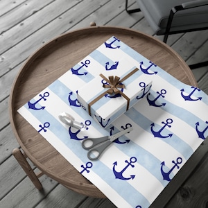 Anchor Pattern Gift Wrap: Nautical Birthday, Baby Shower, Wedding