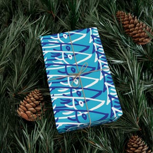 Colorful Fish Pattern Gift Wrap: Eco-Friendly Satin or Matte Finish