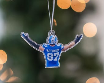 Aidan Hutchinson Ornament: Detroit Lions Acrylic Christmas Tree Decor