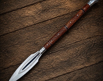 Handcrafted Fantasy Spear Replica | Medieval Inspired Collectible | Wooden Handle Display Piece | Cosplay Prop | Collector Gift