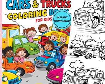 Cars & Trucks Malbuch für Kinder 200 lustige Designs für Kinder 3-8 Printable Sofortiger digitaler Download PDF