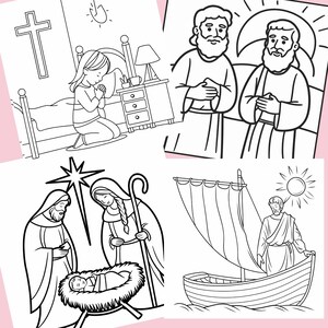 Bible Colouring For Kids Digital Download | 50 Faith-Based Designs | Printable Instant Digital Download PDF