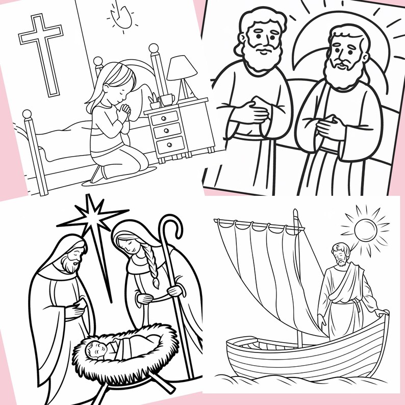 Bible Colouring For Kids Digital Download | 50 Faith-Based Designs | Printable Instant Digital Download PDF