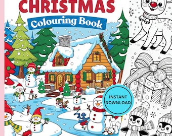 Livro de colorir mágico festivo de Natal para crianças: atividades divertidas e festivas de Natal para crianças de 3 a 8 anos, para impressão, download digital instantâneo em PDF