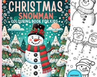 Livro de colorir boneco de neve de Natal para crianças (download digital), páginas para colorir de Natal para crianças, download instantâneo, mais de 60 imprimíveis festivos