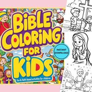 Bibel Malbuch für Kinder Digitaler Download | 50 Glaube-basierte Designs Malblätter | Druckbare sofortige digitale Download PDF