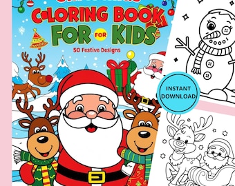 Diversão festiva: 50 páginas de colorir de Natal para crianças (download digital) Atividades festivas para crianças de 3 a 8 anos para impressão Download digital instantâneo em PDF