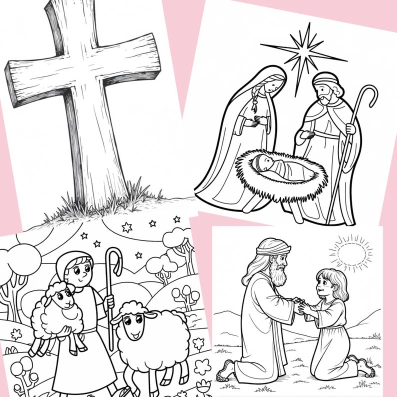 Bible Colouring For Kids Digital Download | 50 Faith-Based Designs | Printable Instant Digital Download PDF