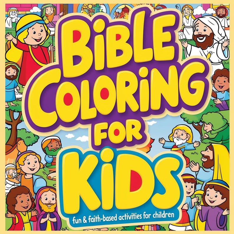 Bible Colouring For Kids Digital Download | 50 Faith-Based Designs | Printable Instant Digital Download PDF