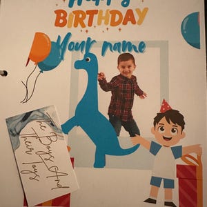 Blue Dino edible cake topper with image