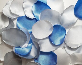 Blue, White, Silver Flower Petals, Wedding Decor/ Flower Petals Aisle Decor/ Bridal Shower Decor/Flower Girl Petals/Table Decor/