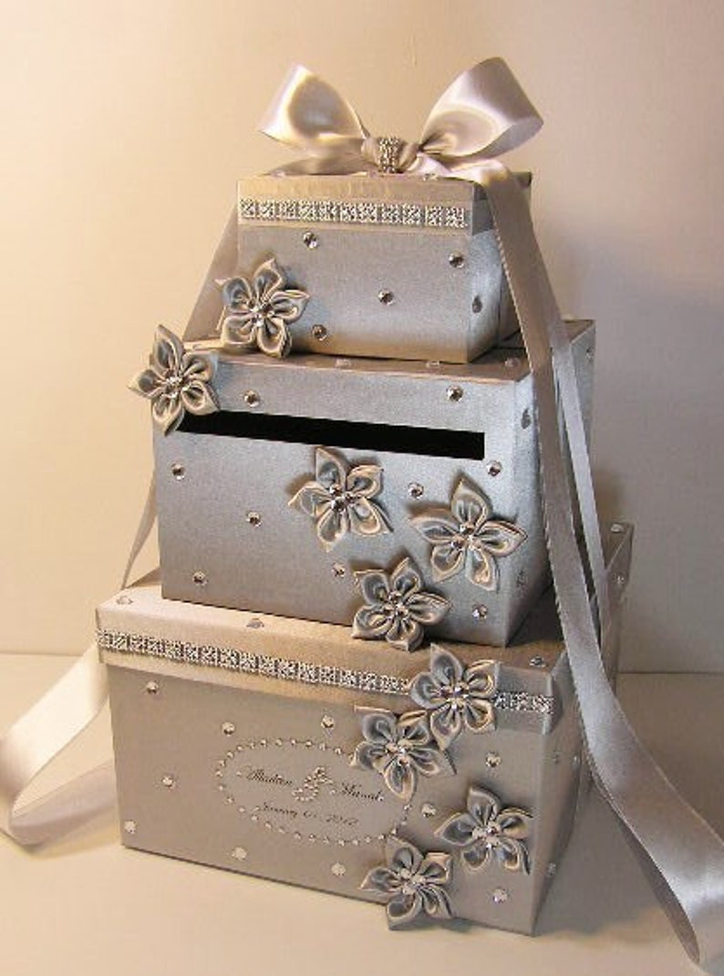 Wedding Quincea Era Sweet Bat Mitzvah Card Box Silver And Etsy