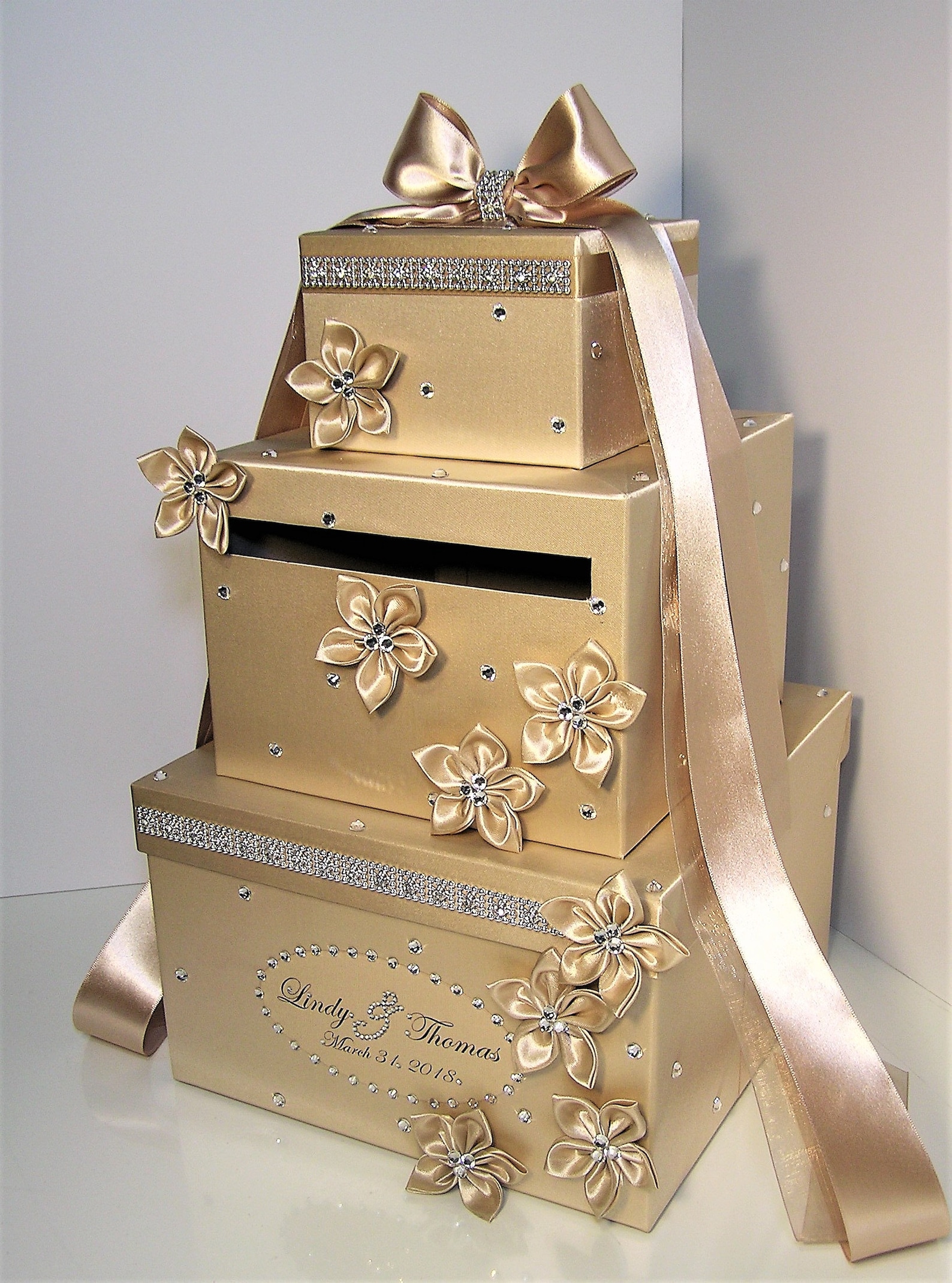 Wedding Card Box Champagne Gift Card Box Money Box Etsy
