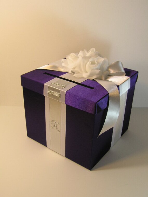 Wedding Quinceanera Sweet 16 Card Box Purple And Silver Gift Etsy