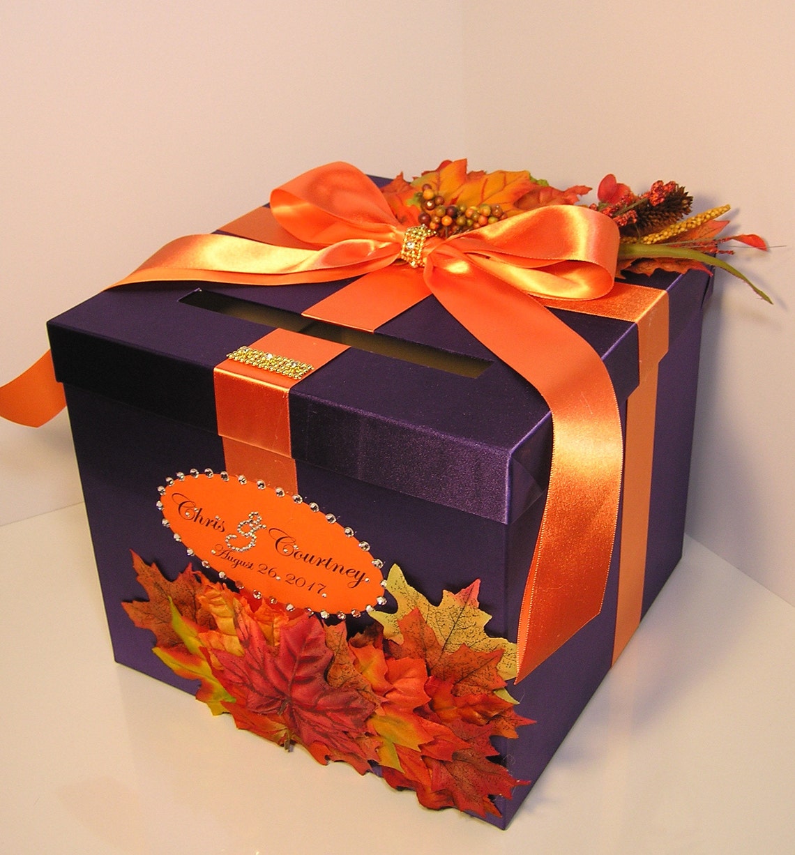 Wedding Card Box Fall Gift Card Box Choco Brown and Champagne Etsy