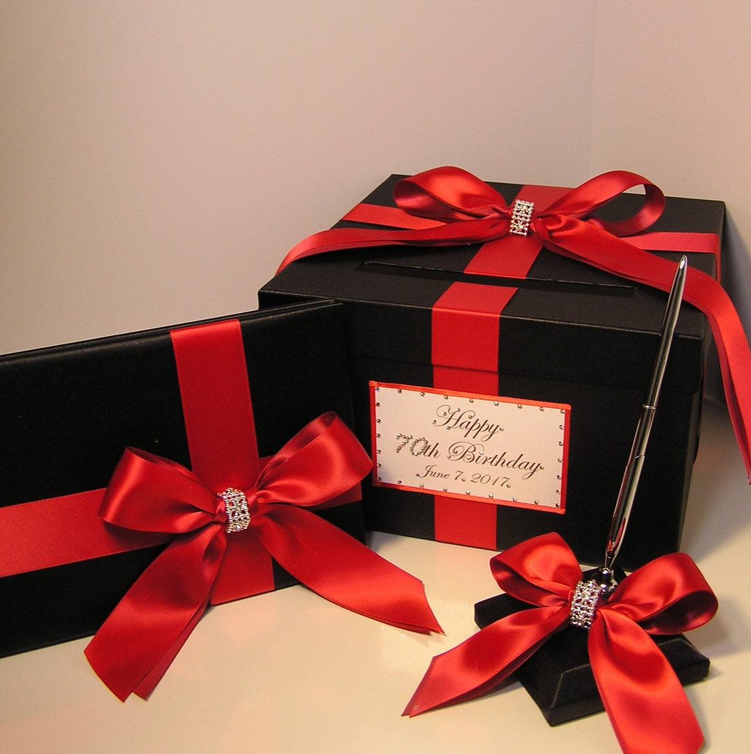 Wedding /quinceañera/sweet 16 Card Box 4 Sets/small 1-tier Black & Red ...