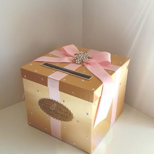 Wedding /quinceañera/sweet 16 Card Box/bat Mitzvah Champagne and Blush ...