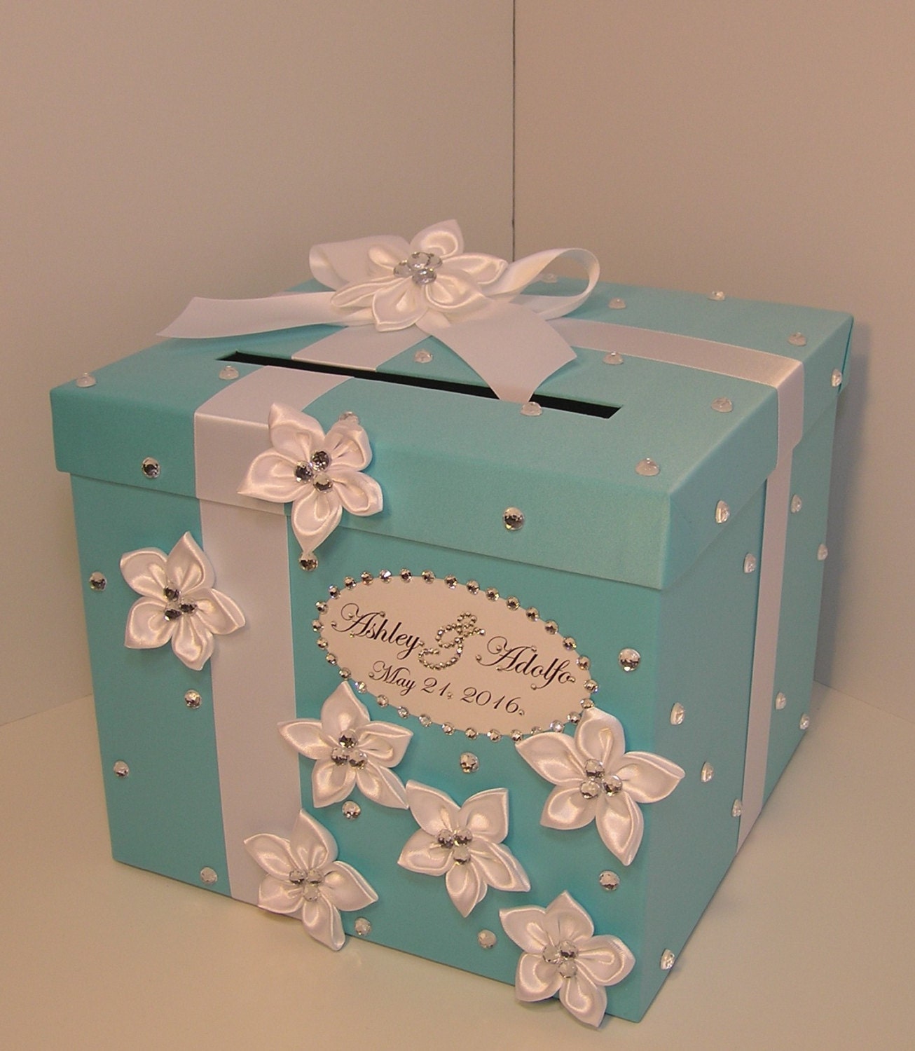 Wedding Card Box Blue Gift Card Box Money Box HolderCustomize Etsy