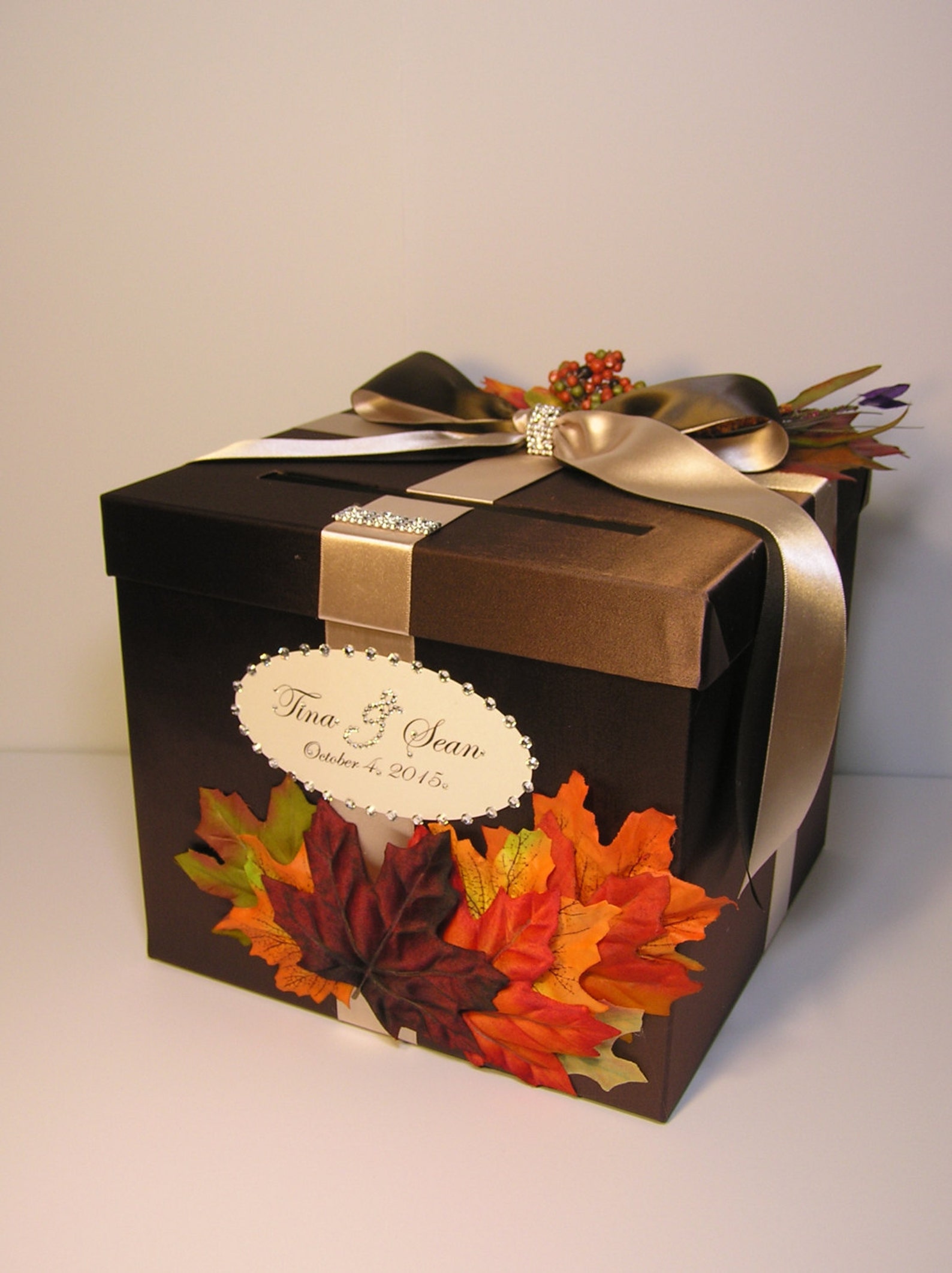 Wedding Card Box Fall Gift Card Box Eggplant/Purple Orange